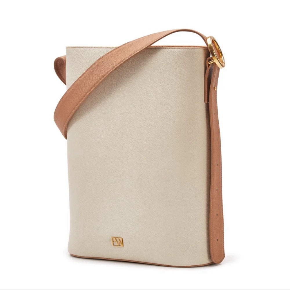 Parisa Wang Carrie Tote Bag Cream Tan Bicolor leather